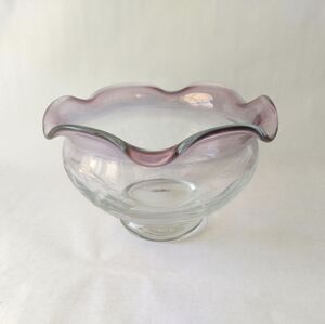 Lenox Floral Etched Crystal Bowl with Ruffled Rim